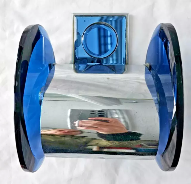 Italian mid century glass & chrome toilet roll holder style of fontana Arte