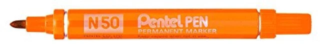 Pentel, pennarello indelebile a sfera N50, colore nero Orange (Pack of 12) - NUO