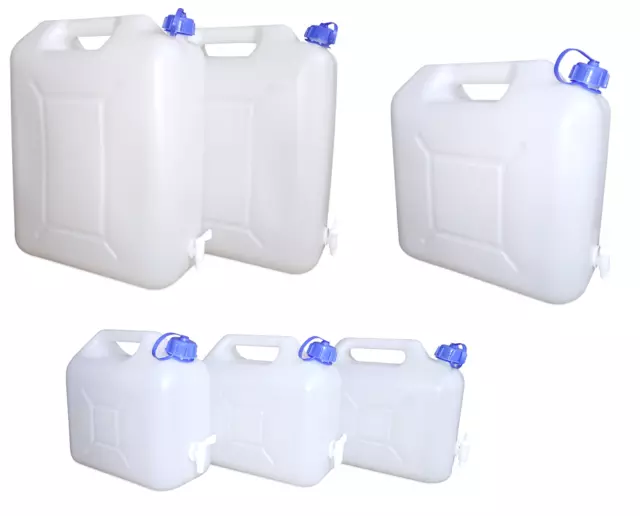 5, 10, 15, 20 Liter L Wasserkanister Trinkwasser lebensmittelecht + Auslaufhahn