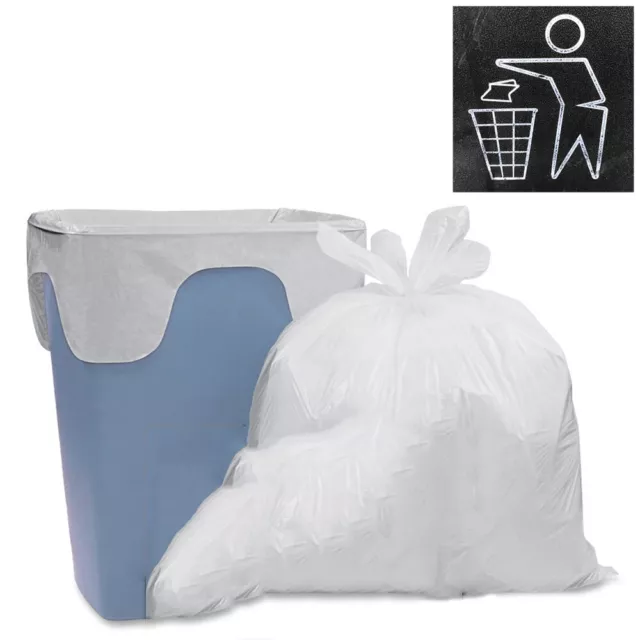 130ct Trash Bolsas Papelera Forros sin Cables Blanco Rollo Basura 8 Galón Cocina