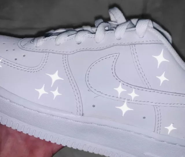 Star Stickers, Custom Air Force 1, star nike shoes, reflective af1, nike patch