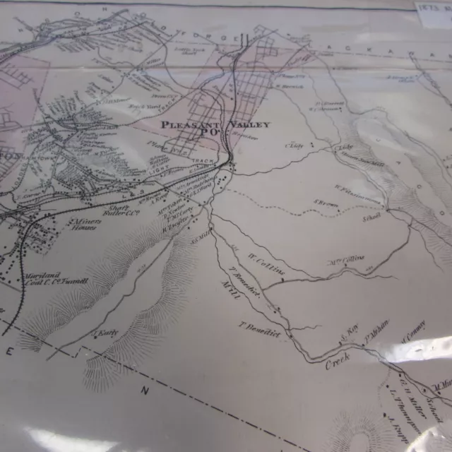 Antique - Original Pittston Township Pa Map 1873 - Vg Coal Breakers 3