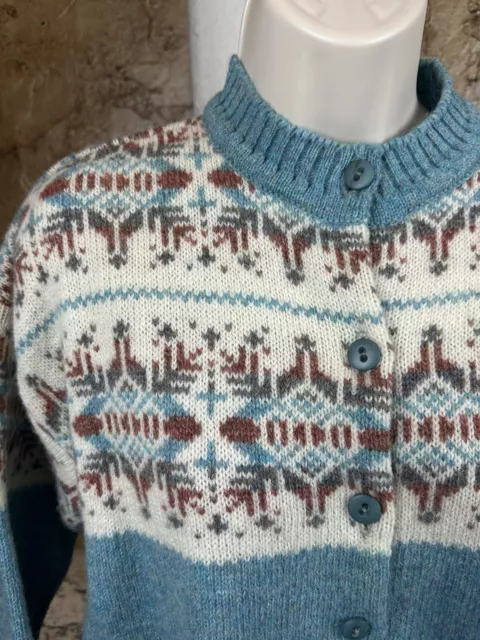 PITLOCHRY SHETLAND WOOL Cardigan Sweater Women's Size 40 Blue Scotland ...