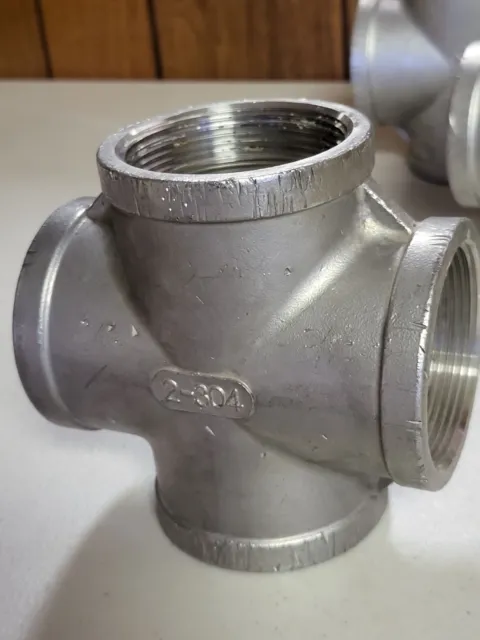 Stainless Steel 304 Pipe Fitting 2" Inch 4 Way Cross Female NPT Class 150