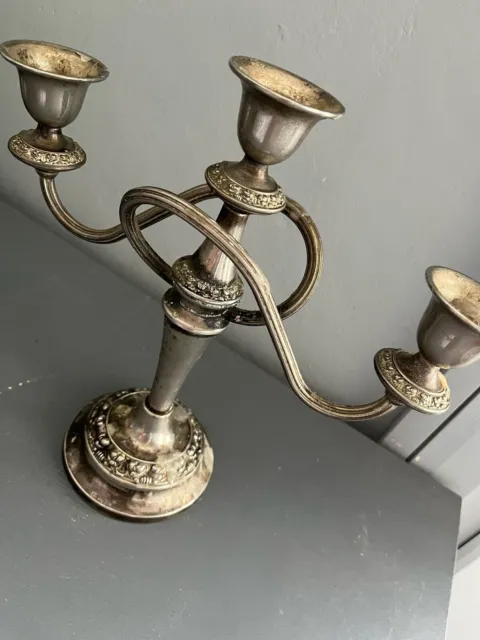 english silver plated 3 arms candelabra Candle Stick Holder 2