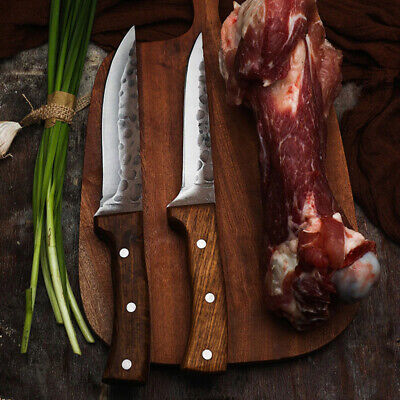 Cuchillo deshuesado hecho a mano cocina chef rebanadora pelado forjado 4C413 mango de madera de acero