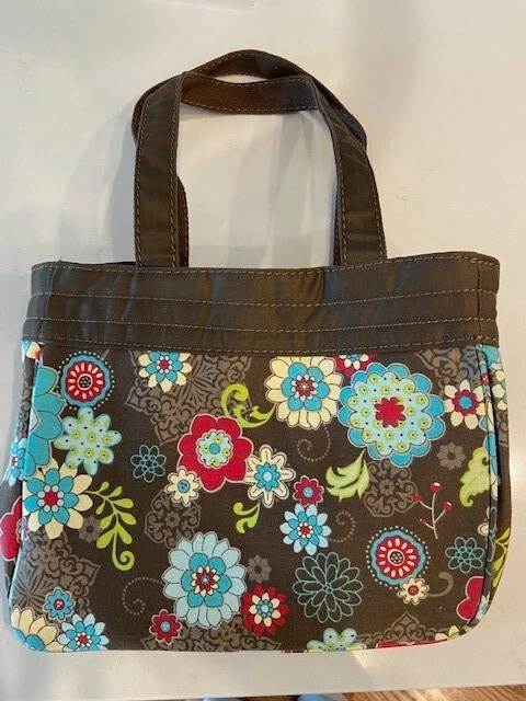 thirty one brown floral purse, wallet, fold & go notepad planner, floral fanfare