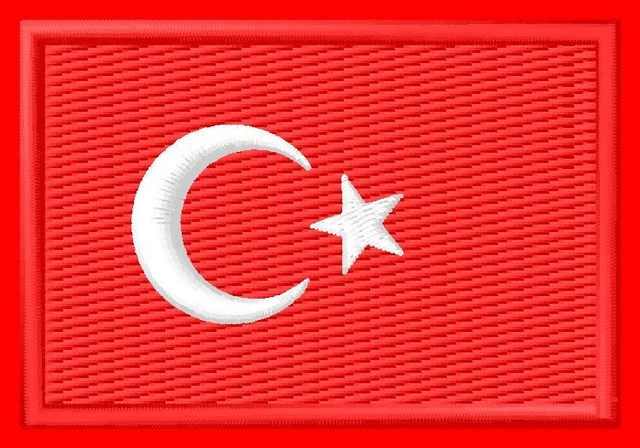 Patch écusson Brodé Drapeau Turquie - Thermocollant 7 X 4,5 Cm, 100% Polyester - Pour Sac, Veste, Casquette