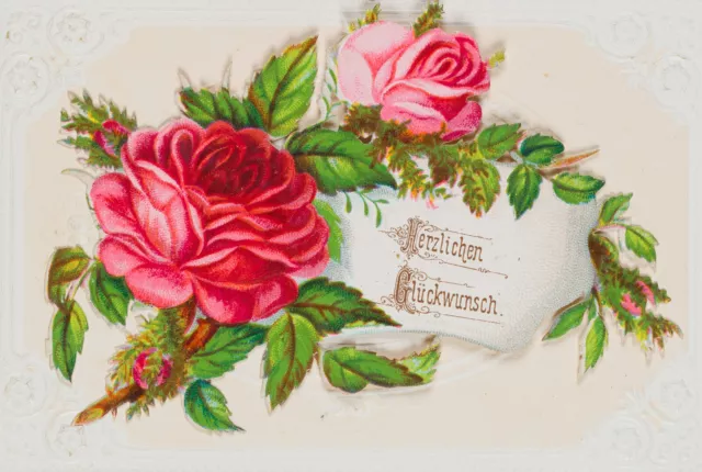 Unbekannt (19.Jhd), Glückwunschkarte mit Rosenzweig, um 1900, Glückwunschbillet