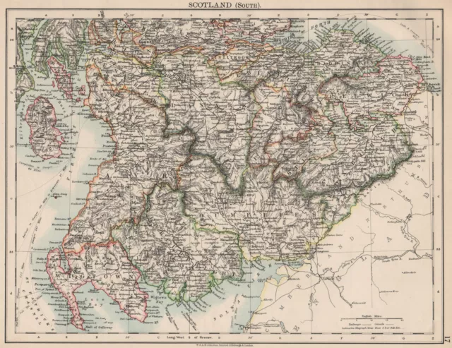 SOUTH SCOTLAND. Dumfries Galloway Lothian Borders Lanark Ayr.JOHNSTON 1903 map