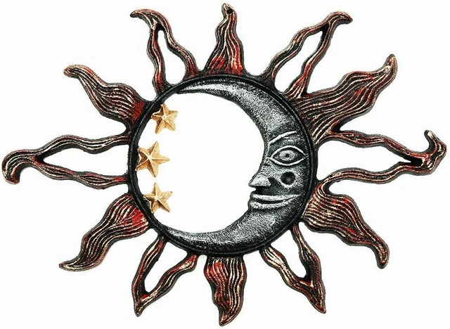 Sungmor Cast Iron Sun Face Wall Plaque Garden Sculpture Wall Art Home Decor