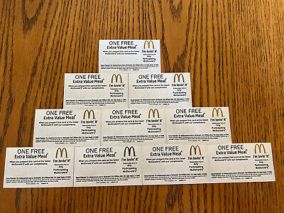 Lot of 10 Mcdonalds FREE Combo Meal Cards NO EXPIRATION DATE