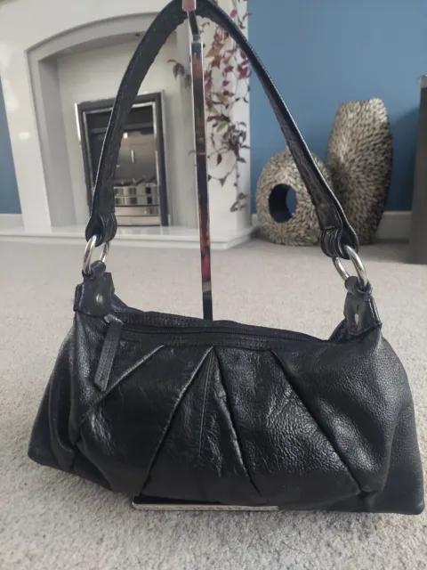 Debenhams Collection Black Pebbeled Leather Handbag Shoulder Bag Slouch Hobo VGC