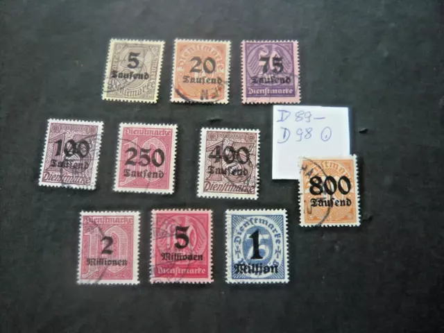 Deutsches Reich, DR, Dienstmarken Mi. Nr. D89 - D98, gest., Lot, Posten, 120€