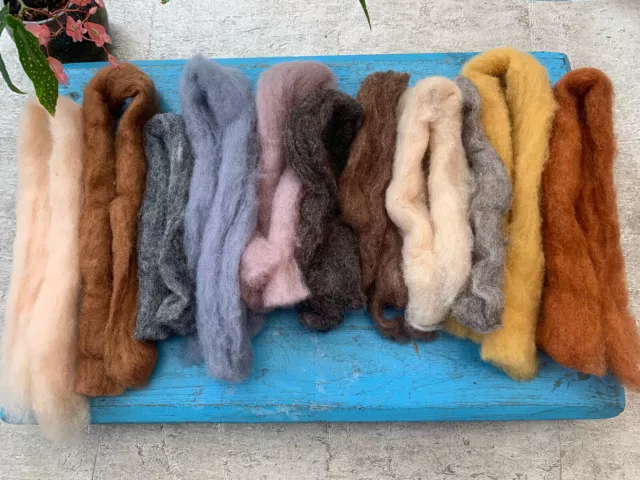 Heidifeathers® Felting Wool Roving / Tops 'Carded Sliver Scraps' Wool off Cuts