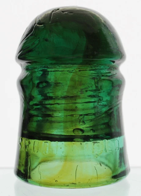 GREEN w/AMBER CD 102 BROOKFIELD NEW YORK GLASS INSULATOR