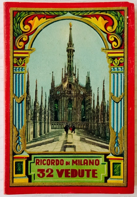 Libretto Leporello vintage Ricordo di Milano. 32 vedute d'epoca Con pianta