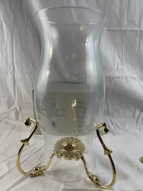 2 pc Partylite Hurricane Shade N6094 with gold Versaille P7505