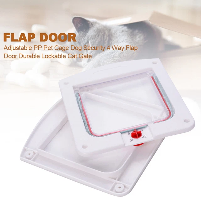 Puerta con solapa ajustable PP para jaula para mascotas bloqueable para mascotas/gatos/perros pequeños