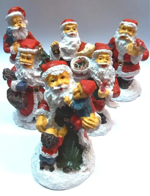M. Set 6 Splendidi Statuine di Babbo Natale in Resina Presepio altezza 8cm circa