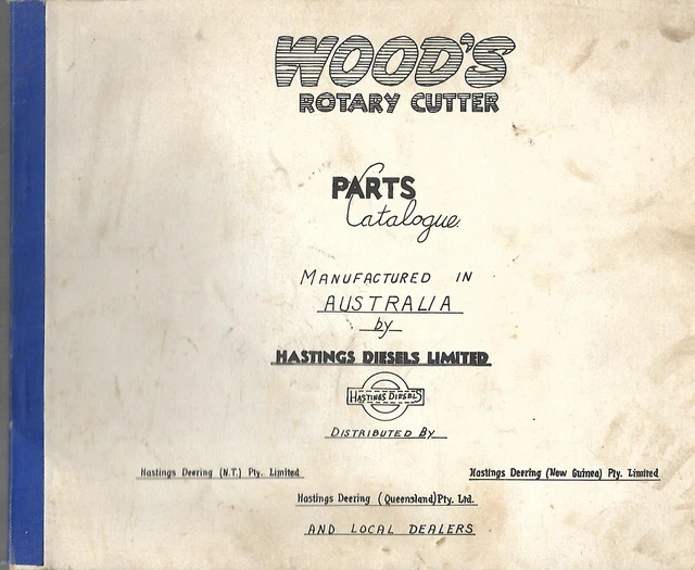 WOOD'S ROTARY CUTTER Parts Catalogue Australia Vintage Hastings Nt Qld