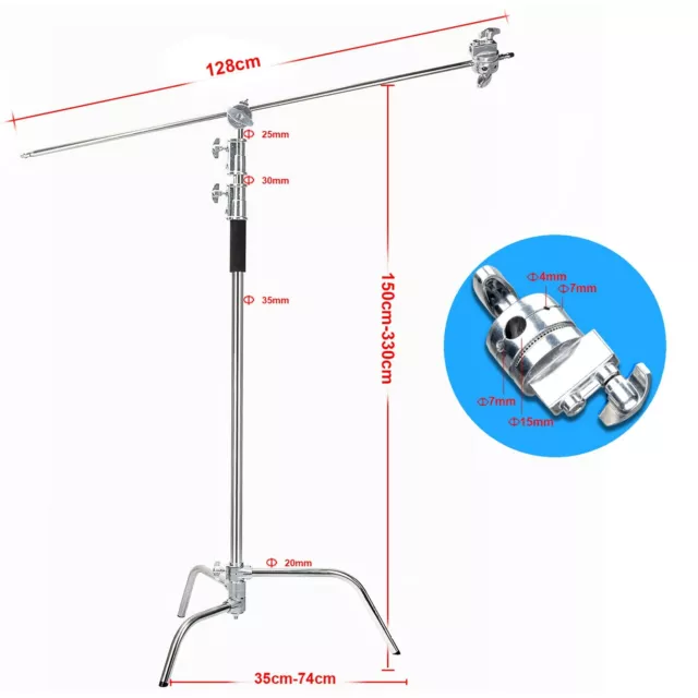 Heavy Duty C-Stand 330cm Steel Century Boom Arm Photo Studio Light Stand UK 2