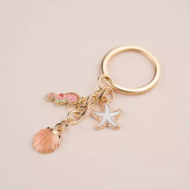 Cute Seashell Starfish Mermaid Ocean Sea Horse Keychain Keyring Key Ring Gift