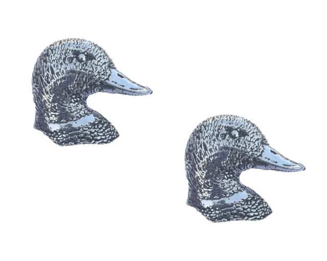 2 x  Ducks Head Bird Hand Made in UK Pewter Lapel Pin Badges TSB-B28