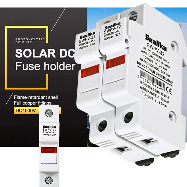 Soporte de fusible Seailka DC base de fusible 10x38 sistemas solares fotovoltaicos 32A