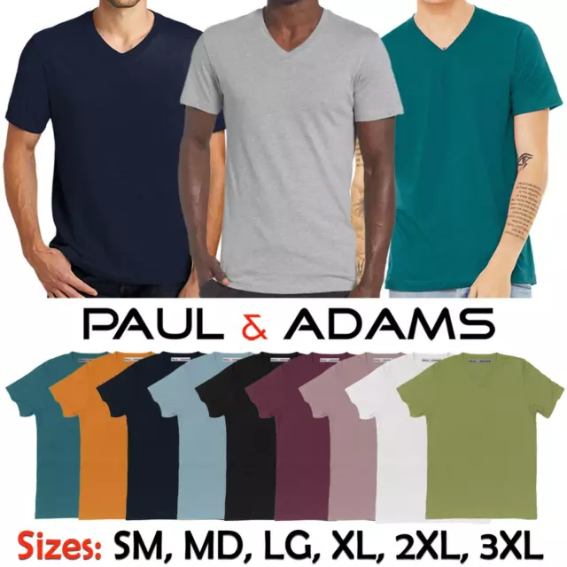 Mens Plain Short Sleeve T-shirt Regular Fit V Neck Top 100% Cotton Lot Tee Shirt