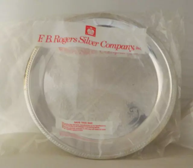 FB Rogers Silver Co 12" Round Serving Tray Etched New Old Stock