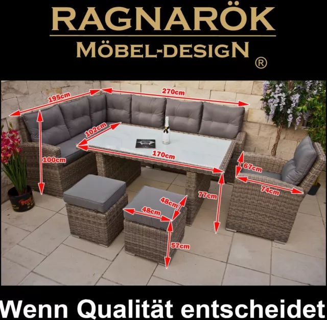 POLY-RATTAN GARTENMÖBEL hohe Dining Lounge Ragnarök-Möbeldesign Esstisch Sessel 2