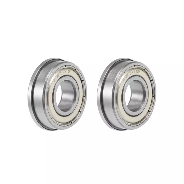 F6001ZZ Flange Ball Bearing 12x28x8mm Shielded Chrome Bearings 2pcs