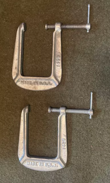 JORGENSEN ADJUSTABLE C-Clamp Deep Throat 1423 USA 2pc