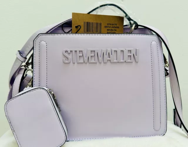 Steve Madden Bevelyn Satchel Crossbody Bag W Air Pod Case Gentle Lavender New