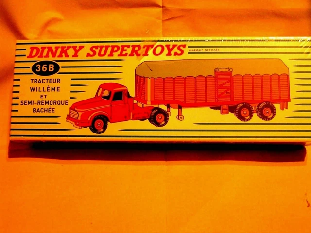DINKY SUPERTOYS TACTEUR Willeme + Remorque Bachée + boite réf 36 B **L@@K** EUR 129,99 - FR