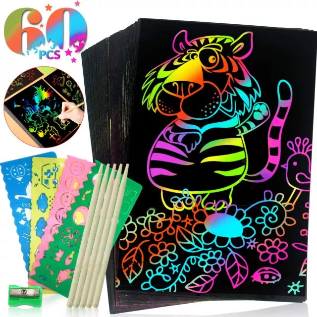 Raimarket Christmas Gifts for Kids 74-Piece, Scratch Art for Kids, Arts and  Crafts for Kids, Rainbow Scratch Paper Art Set for Girl Birthday Gifts