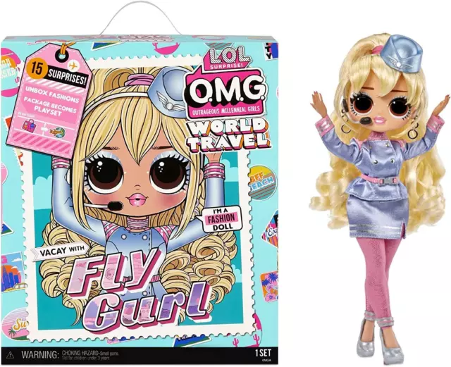 LOL Surprise Fly Gurl Doll OMG World Travel Fashion Playset with 15 Surprises