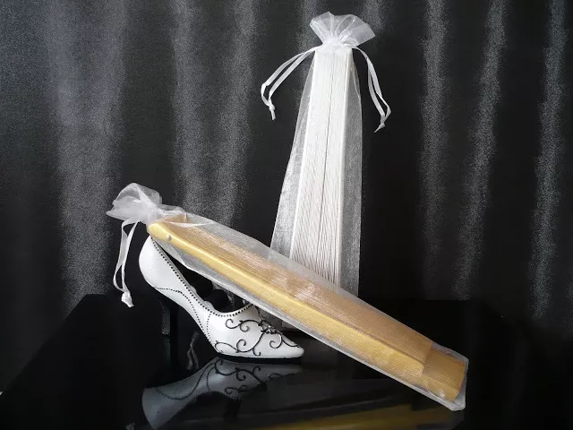 100 Bolsas Fundas Organza Para  Abanicos De 19 Cm Blancas Bolsas De Organza