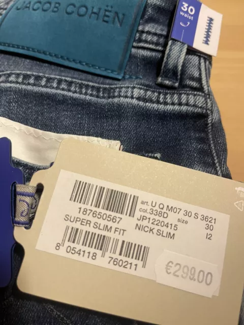 Jacob Cohen Jeans Nick Slim Size 30 Nuovo Con Etichette Luxury Denim Made Italy