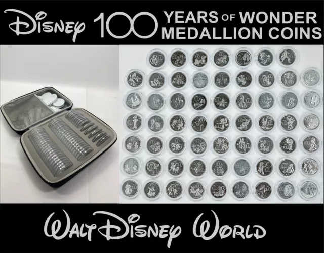 WDW Walt Disney World 100th Anniversary Commemorative Medallion Coins 100 Case