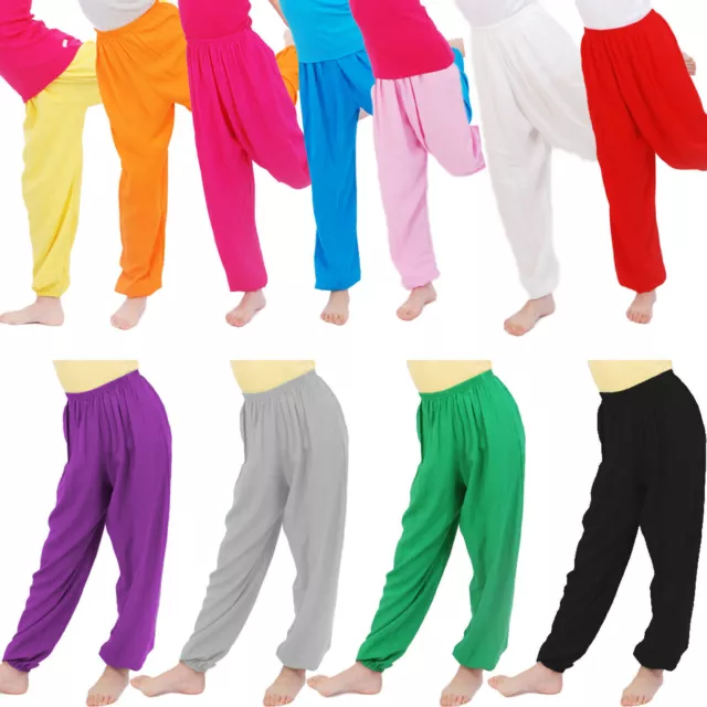 Boys Girls Plain Loose Harem Long Pants Kids Bloomers Yoga Dance Sports Trousers