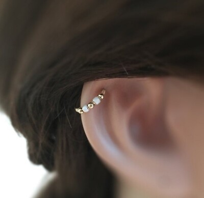 Helix Anneau de Nez Cristal 4 CZ Cartilage 22g Tragus Hoop Helix Boucle... 0.6mm 