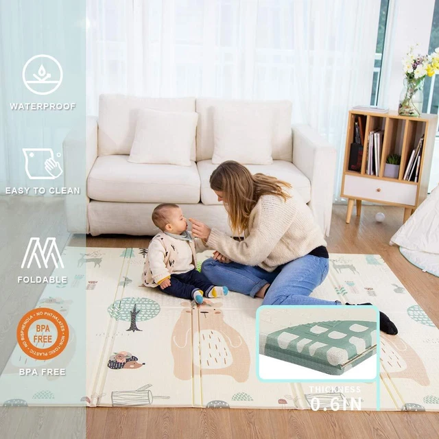 UANLAUO Baby Playmat Extra Large Foam Foldable Waterproof Bear 79 x 71 In.