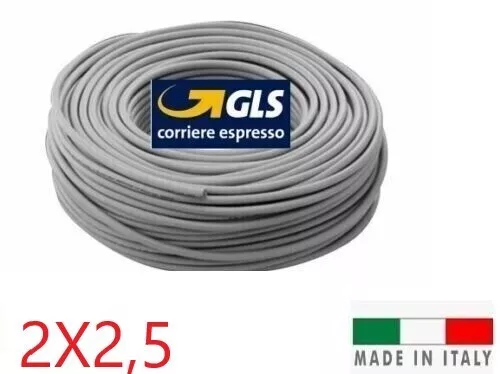 CAVO FILO ELETTRICO FROR ANTIFIAMMA BIPOLARE  2X2,5mm GRIGIO GOMMATO - DA 10MT.