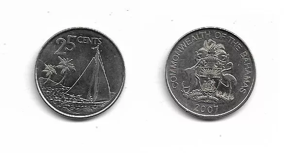 M13 . Bahamas . 25 Cents . 2007 .