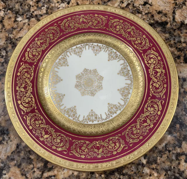 🔥 Beautiful Ovington's New York Antique Cabinet Plate Raised Gold Red 10 3/4”