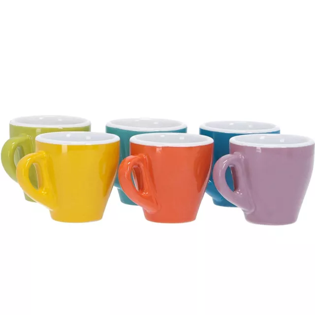 Set Servizio 6 Tazzine Tazze Da Caffè Colorate Color Pastello Ceramica 6X7Cm