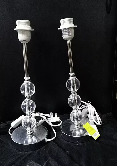 Pair table lamps,39cm.base,metal/acrylic balls,bedroom, lounge NEW RRP $160