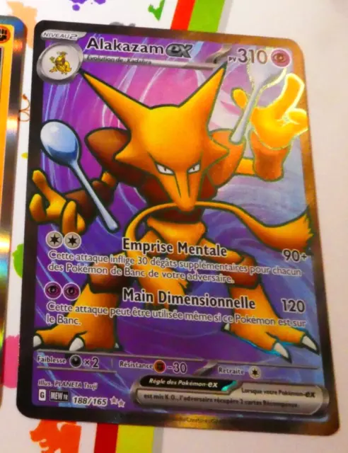 Pokemon 151 Card Secrete Rare Holo Carte Fr Alakazam EX 188/165  MEW FR Mint